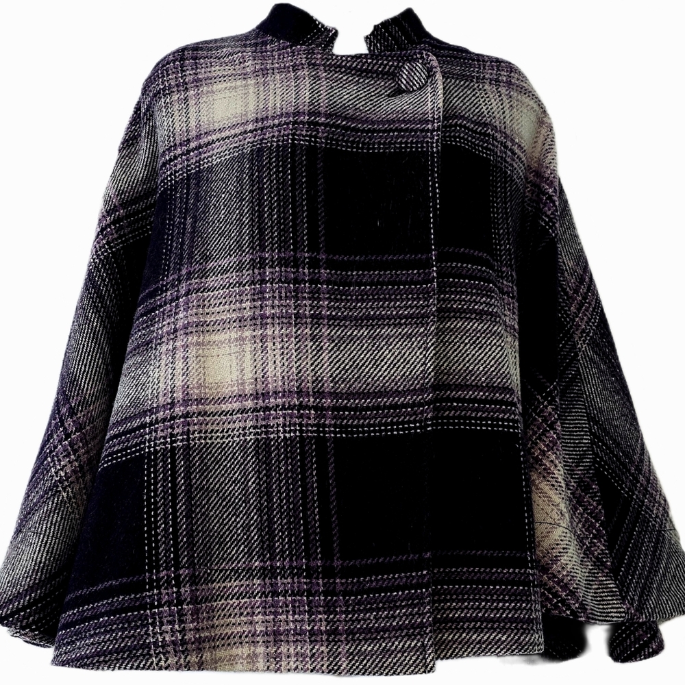 Cape Woolblend Plaid Womens Size S/M